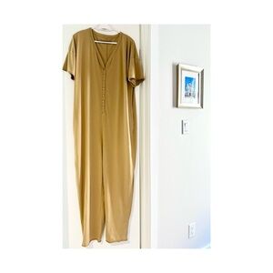 Paper Label Tan Button-Down Jumpsuit